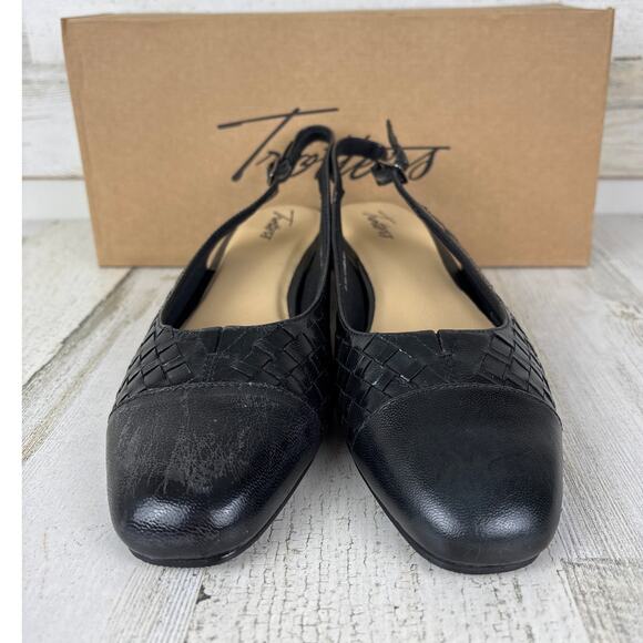 Trotters womens 8.5 Dea black woven leather slingback slip on shoe new pump - Picture 3 of 8